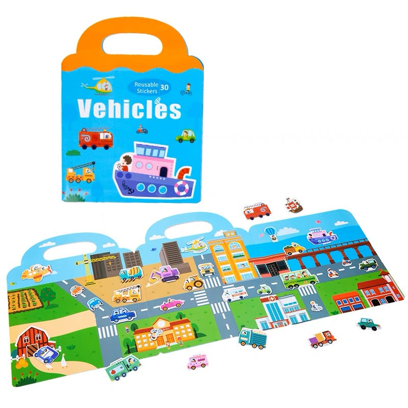 Reusable Sticker Book (Magnet)- Vehicles